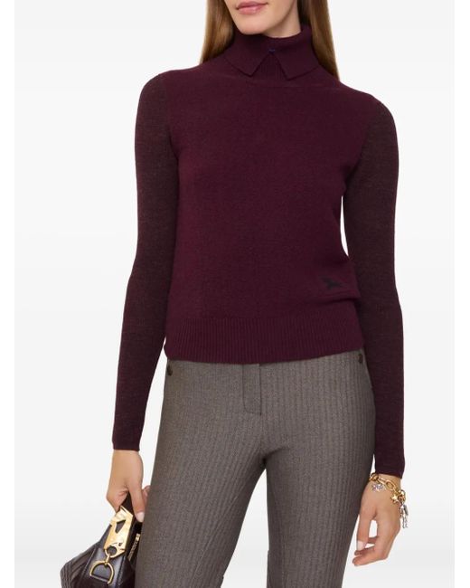 Burberry Purple Ekd-Patch Roll-Neck Sweater