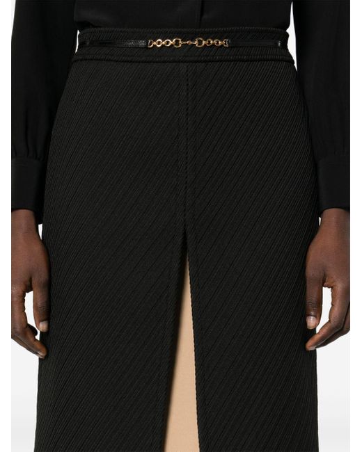 Gucci Black Horsebit-chain Striped Skirt