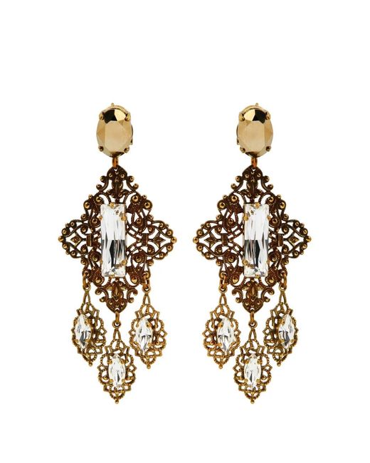 Anton Heunis Metallic Crystal-Embellished Filigree-Detail Earrings