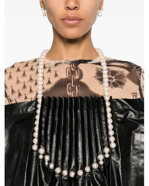 Blouse plissée à détails de perles Junya Watanabe en coloris Black