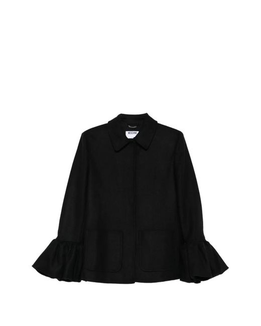 Moschino Black Ruffle-Sleeve Coat