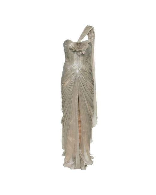 IRIS SERBAN White Aria Floral One-Shoulder Maxi Dress
