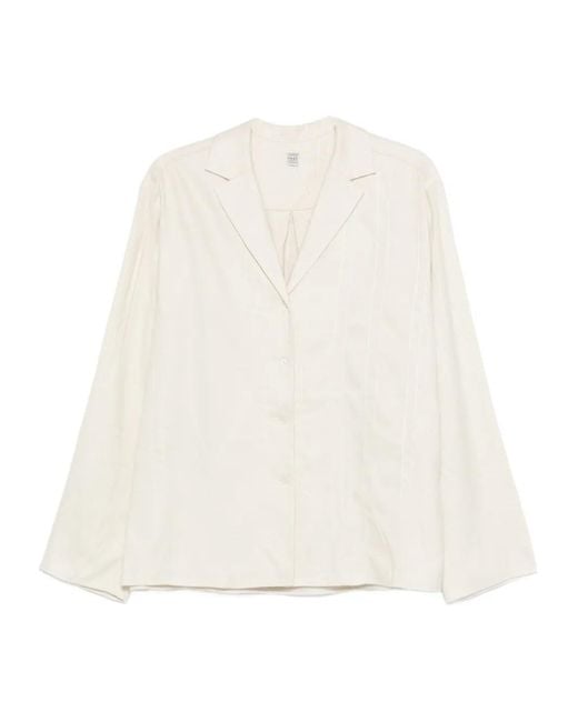 Totême White Monogram Flannel Pajama Top