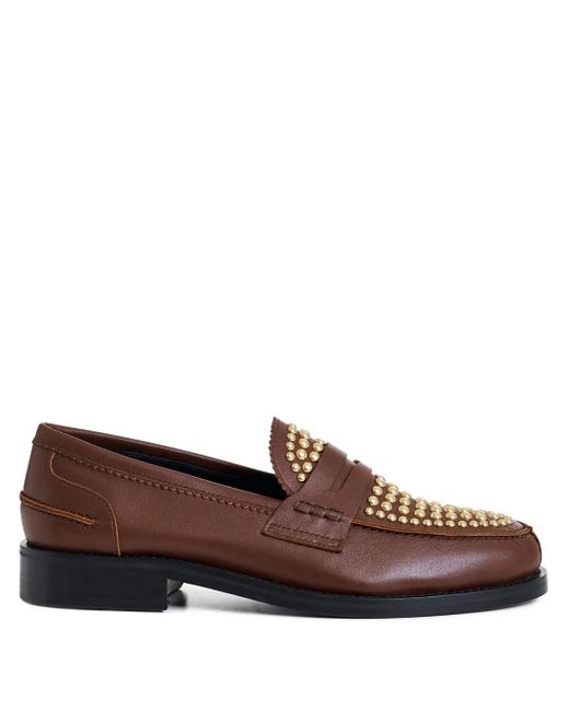 Essentiel Antwerp Brown Istud Embellished Penny Loafers