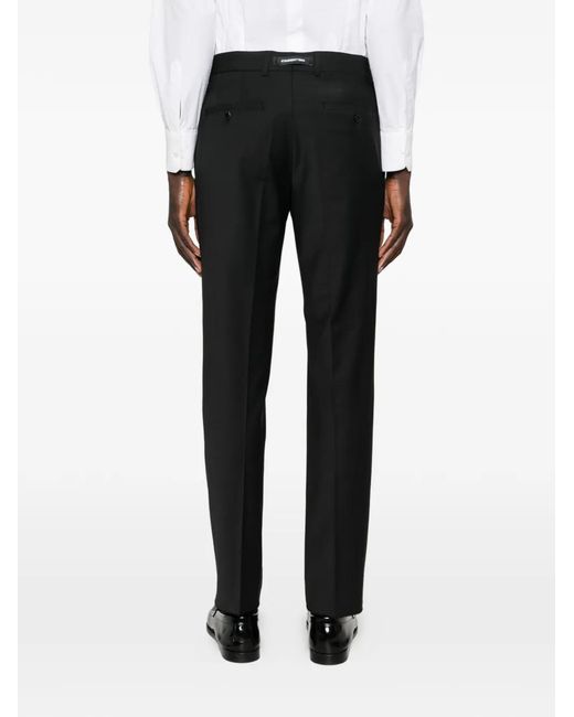 Karl Lagerfeld Black Front-Crease Tailored Trousers for men