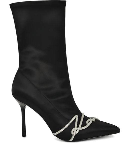 Karl Lagerfeld Black Sarabande Signia Crystal-Embellished Stiletto Boots