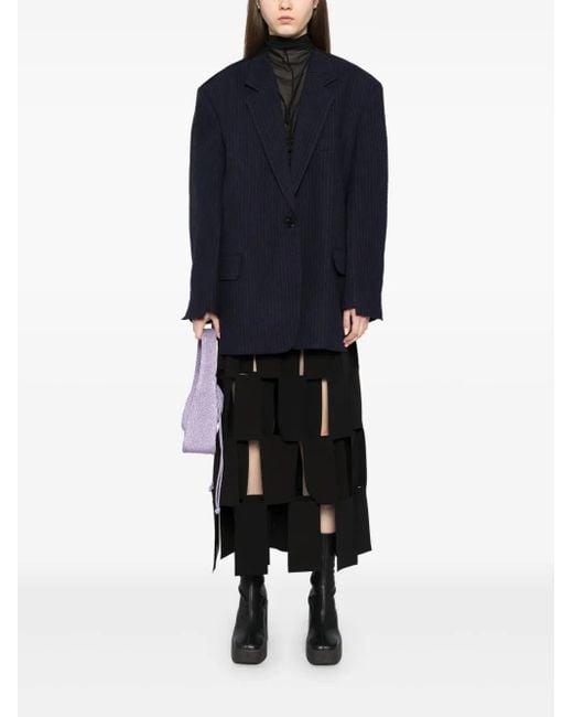 Pushbutton Blue Raw Edge Jacket