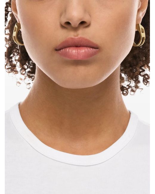 DIESEL Metallic Tone Stainless Steel Hoop Earrings