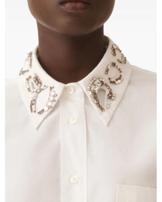 Camisa con apliques en el cuello Fabiana Filippi de color White
