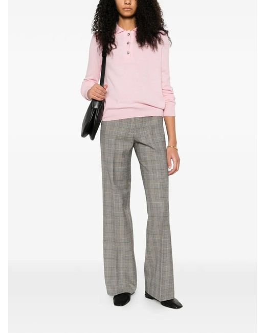 A.M.G Gray Checked-Pattern Pleated Trousers