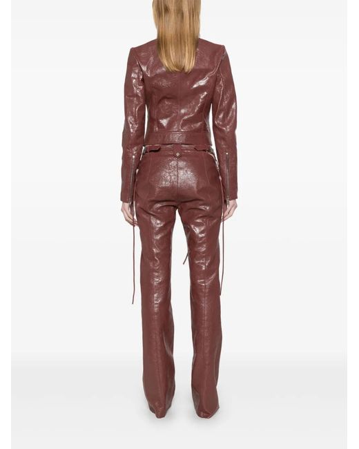Blumarine Red Cracked-Effect Leather Jacket
