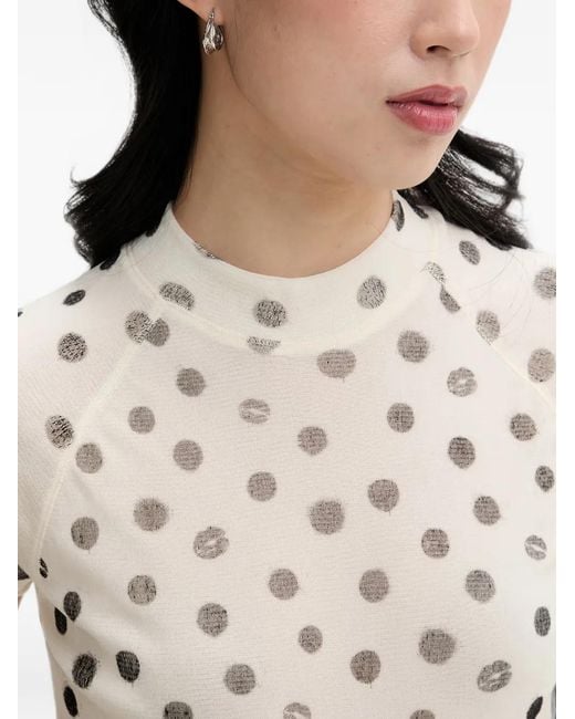 Miss Sixty White T-Shirt Imprimé À Manches Raglan Et Motif Pois