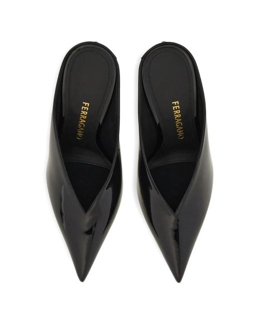 Ferragamo Black S-Shaped Heel Mule