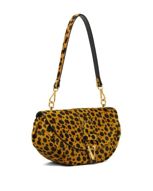 Versace Metallic Cheetah Virtus Calf Leather Shoulder Bag