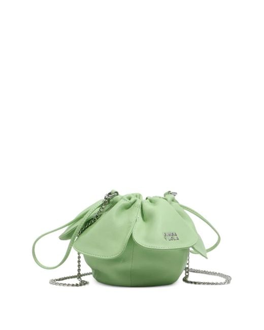 Bimba Y Lola Green Pétalo Leather Bucket Bag