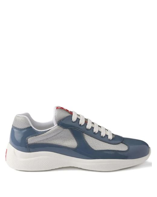 Prada Blue Patent Leather-Blend America's Cup Sneakers for men