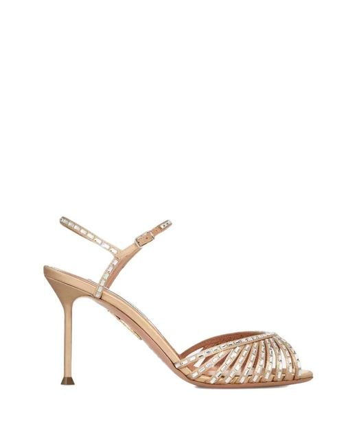 Aquazzura Metallic Hold Me Embellished Stiletto Sandals