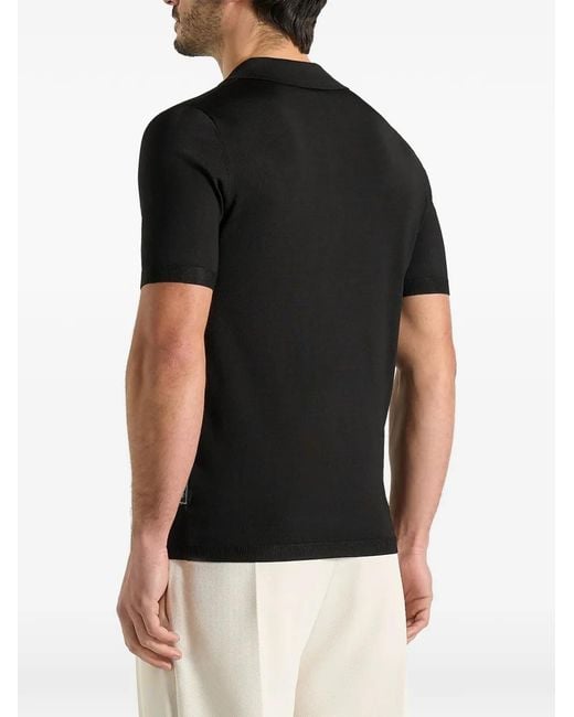Manière De Voir Black Polo En Maille Côtelée Bryn for men