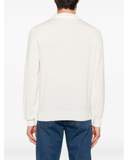 Canali White Long-Sleeve Polo Shirt for men