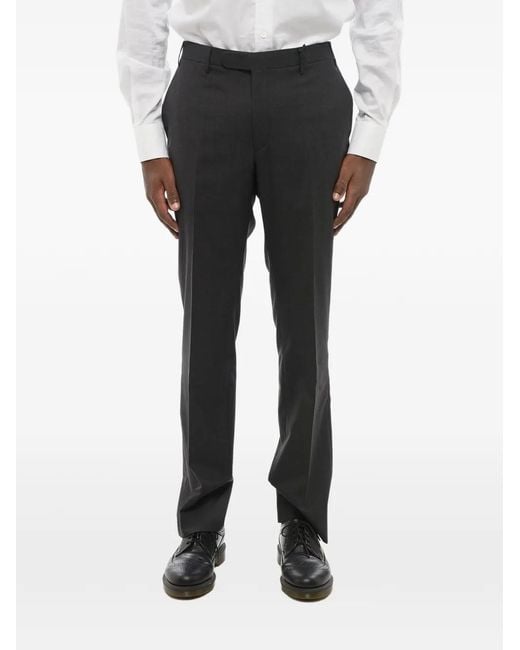 Corneliani Black Flat-Front Wool Trousers for men