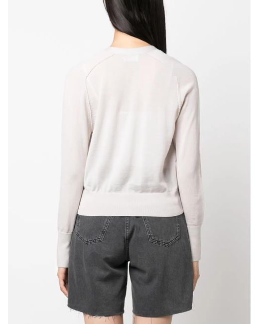 Calvin Klein White V-Neck Wool Cardigan