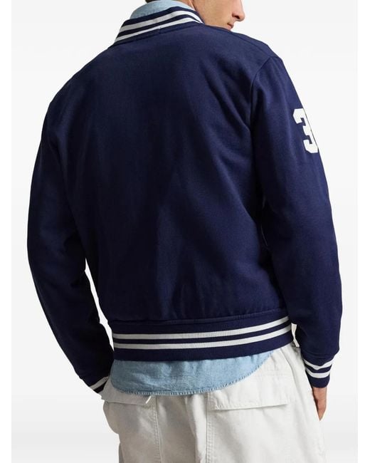 Polo Ralph Lauren Blue Big Pony Fleece Baseball Jacket for men