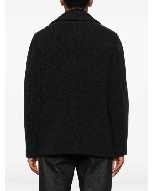 Harris Wharf London Black Double-Breasted Wool Peacoat for men
