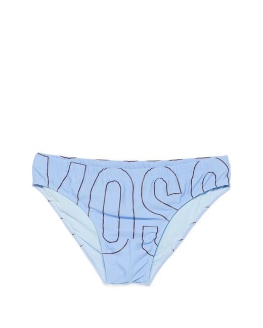 Moschino Blue Logo-Print Swim Trunks for men