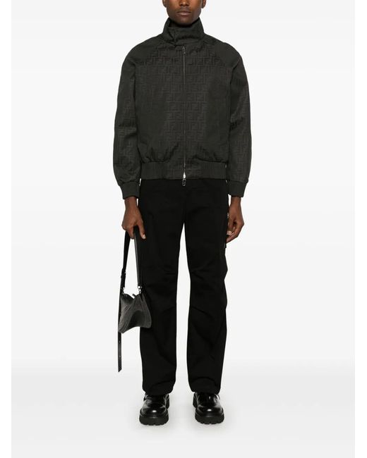 Fendi Black Ff-Jacquard Bomber Jacket for men