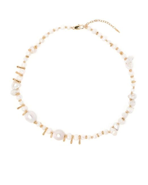 Missoma White Mixed Pearl Statement Beaded Necklace
