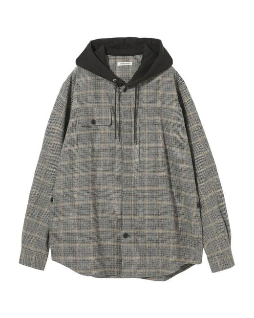 Undercover Gray Up2E44071 Hooded Checked Shirt for men
