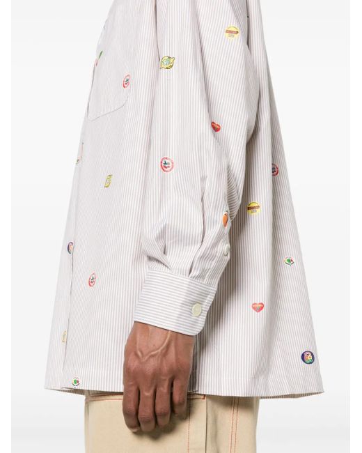 KENZO White Fruit Stickers Striped Shirt for men