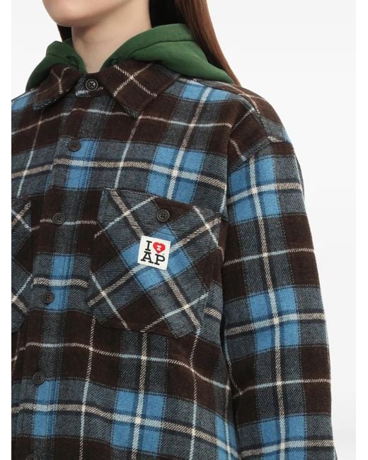 A Bathing Ape Blue Check Patch Pocket Shirt