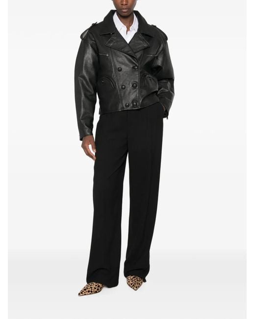 Blazé Milano Black Double-Breasted Leather Jacket