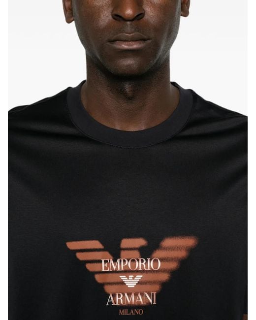 Emporio Armani Black Logo-Print Short-Sleeve T-Shirt for men