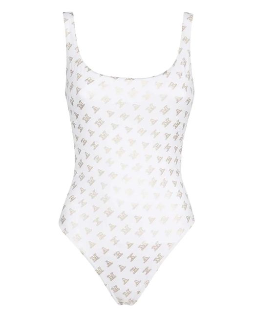 Bañador con logo estampado Max Mara de color White