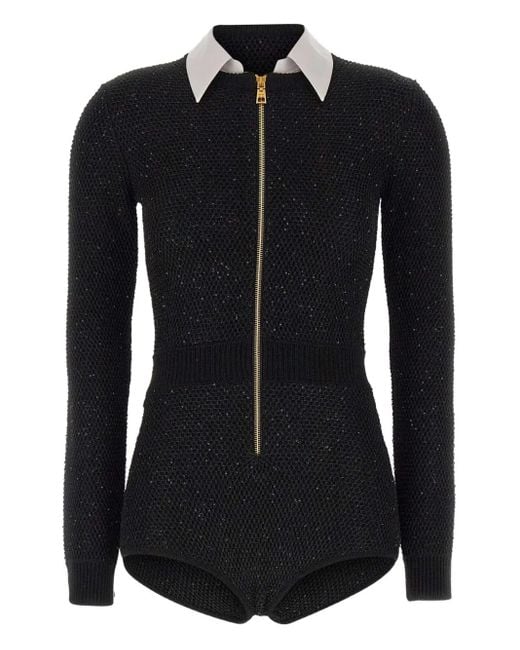 Elisabetta Franchi Black Sequin-Embellished Playsuit