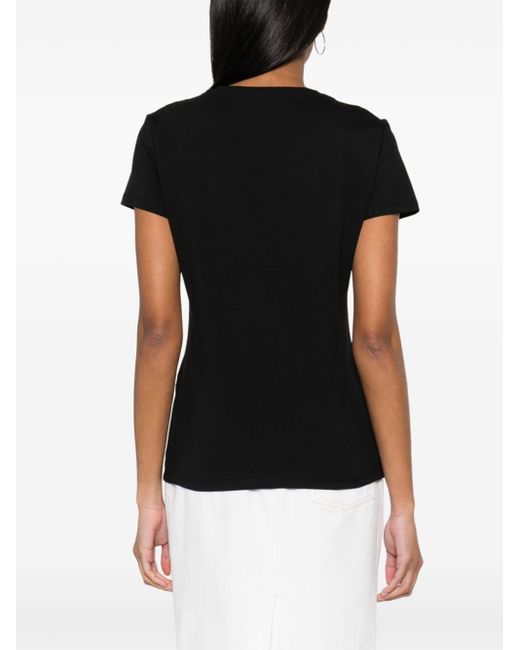 T-shirt en coton à ornements strassés Liu Jo en coloris Black