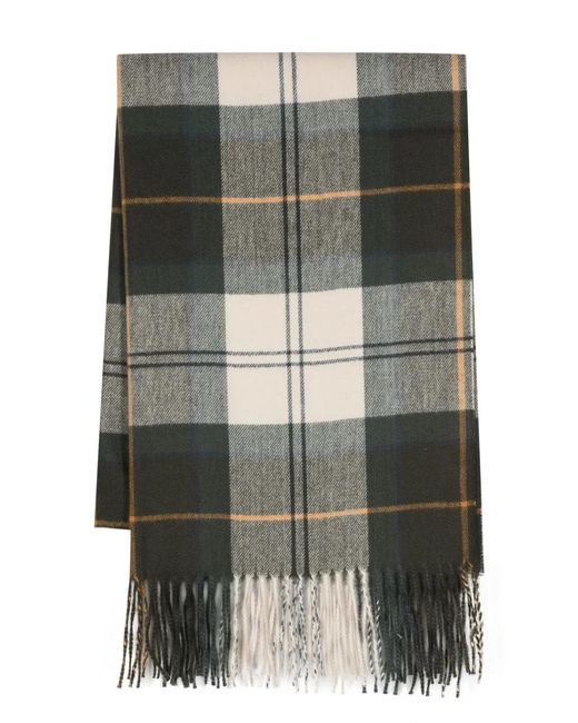 Barbour Gray Fringed Checked Scarf