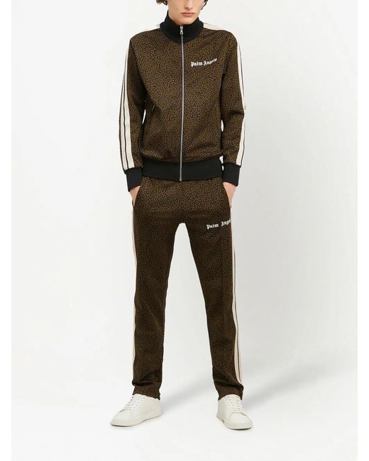 Palm Angels Brown Leopard-Print Track Jacket for men