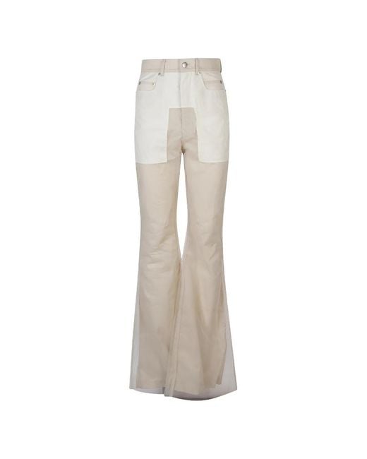 Rick Owens White Panelled Flared Trousers