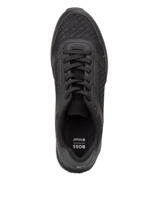 Boss Black Patterned Lace-Up Sneakers for men