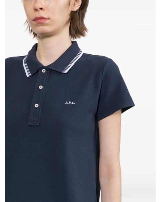 A.P.C. Blue Logo-Embroidered Polo Shirt