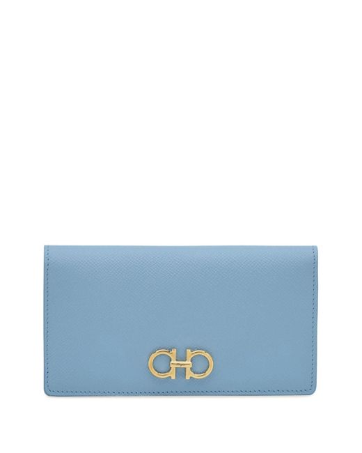 Ferragamo Blue Gancini Leather Wallet