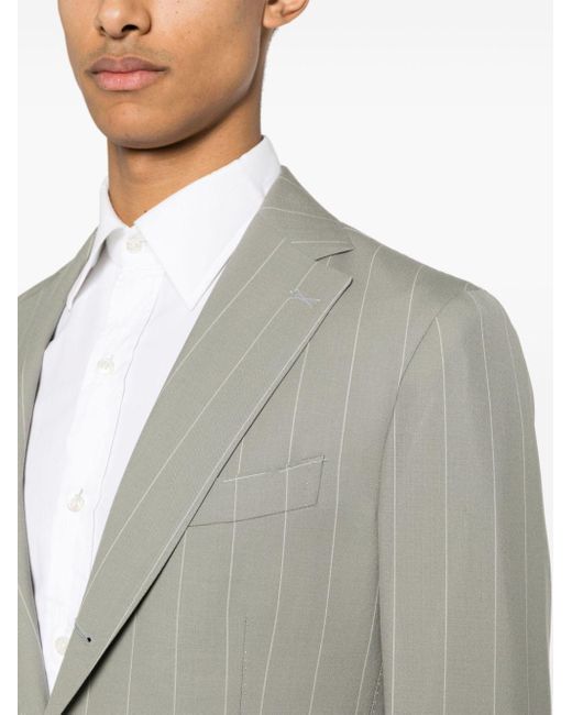 Eleventy Gray Double-breasted Pinstripe Suit for men