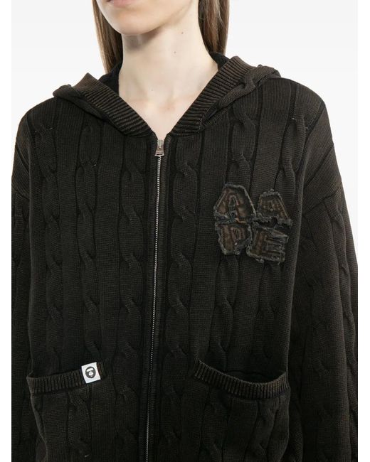 A Bathing Ape Black Logo-Embroidered Hoodie