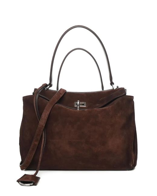 Balenciaga Brown Small Rodeo Suede Leather Top-Handle Shoulder Bag