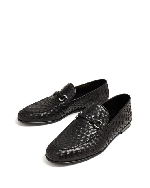 Neil Barrett Black Woven Leather Loafers for men