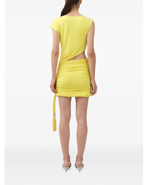 Jonathan Simkhai Yellow Nyla Draped Braided-Hem Mini Dress