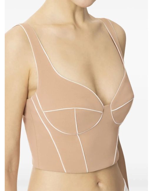 Top Con Profili A Contrasto di Elisabetta Franchi in Natural